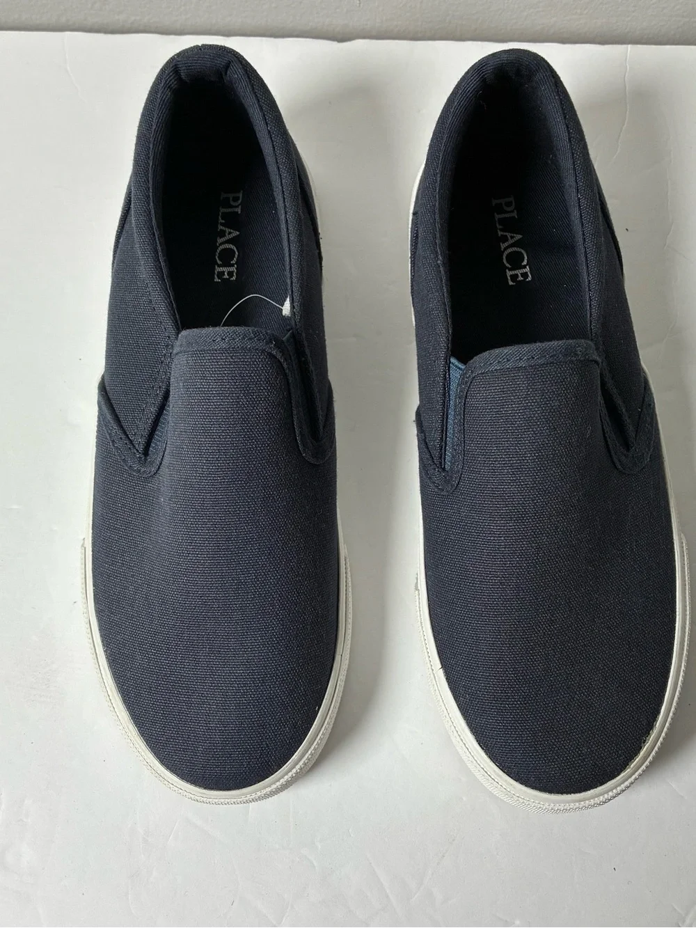 PLACE Navy Canvas Slip-On Loafers with White Sole
